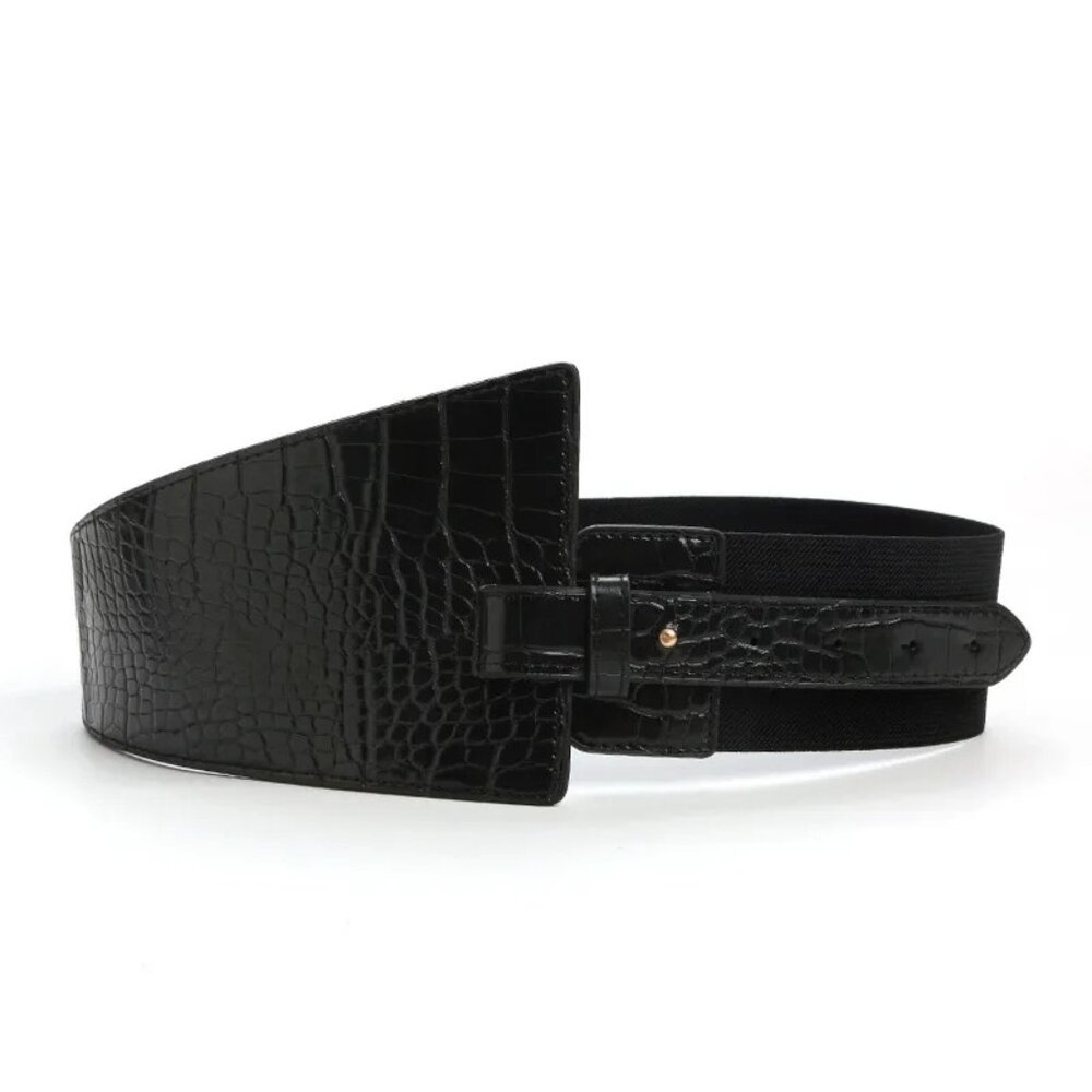 2/$30 NWT Black Faux Vegan Leather Alligator Loop Corset Luxury Belt